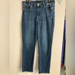 Lucky Brand Women’s Ankle/Cropped Jeans, 8/29R, Faded Blue, Fringed Hem